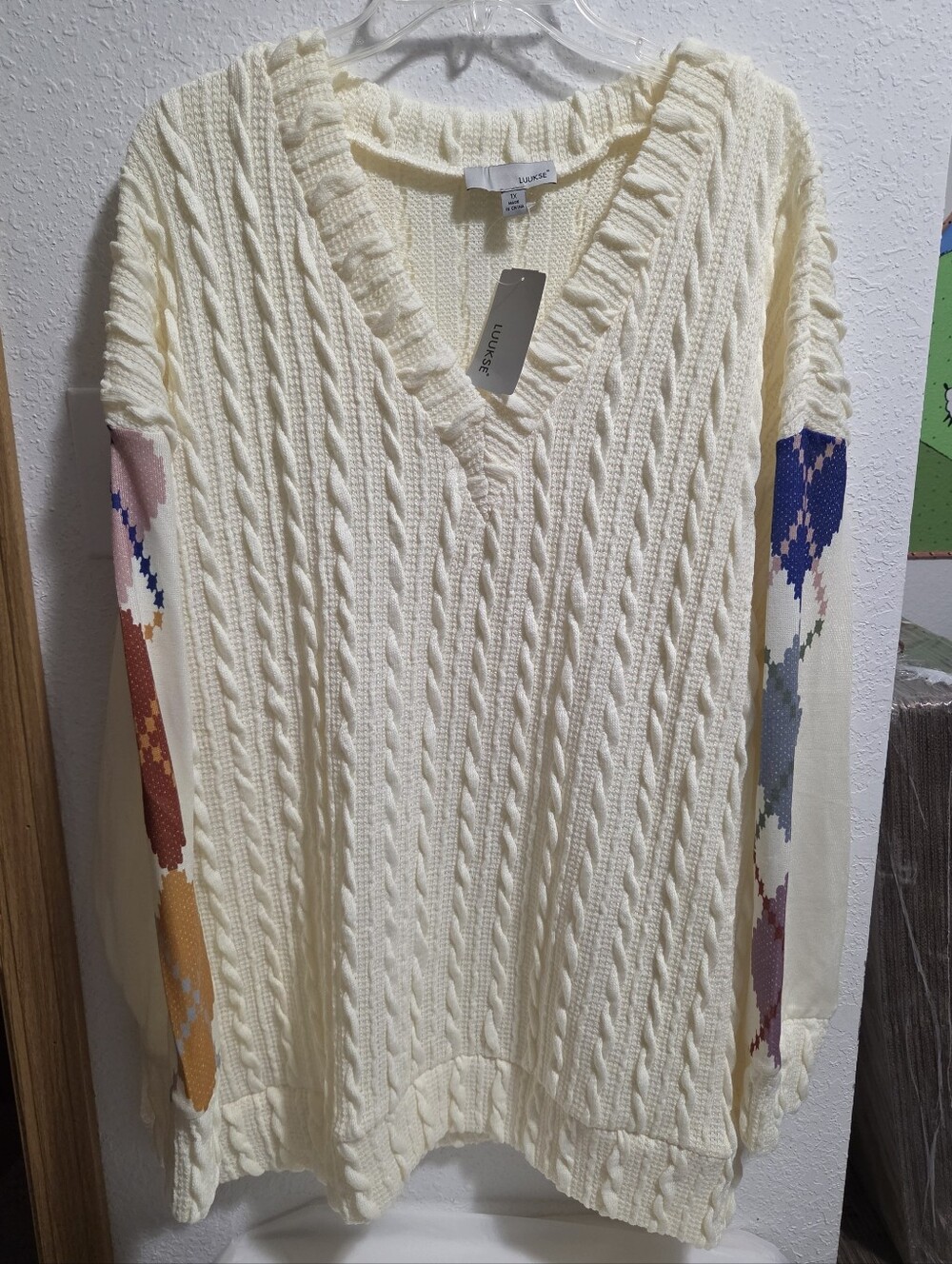 LUUKSE Cable Knit Sweater, Size 1X